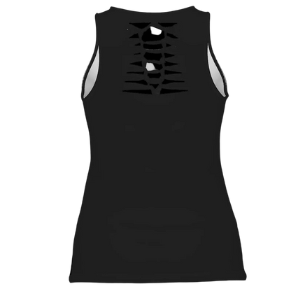 Sonoma Rebel black polyester-spandex blend women's tank top with a hollow back cutout detail.