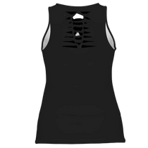 Sonoma Rebel black polyester-spandex blend women's tank top with a hollow back design for ventilation.