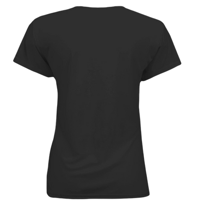 Sonoma Rebel black polyester t-shirt with short sleeves and a crew neck, featuring a pinup graphic on the front.