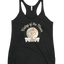 Sonoma Rebel black racerback tank top with a vintage pinup graphic of a woman in a white dress holding a wine glass, set against a moon and sunburst.