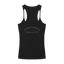 Sonoma Rebel black ribbed cotton-spandex racerback tank top with U-neck and California O.G. graphic.