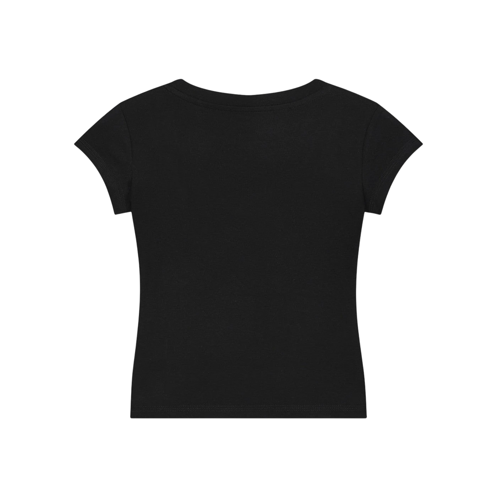 Sonoma Rebel black V-neck bodycon t-shirt with short sleeves, made from a blend of cotton, viscose, and acrylic.