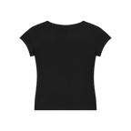 Sonoma Rebel black V-neck bodycon t-shirt with short sleeves, made from a blend of cotton, viscose, and acrylic.