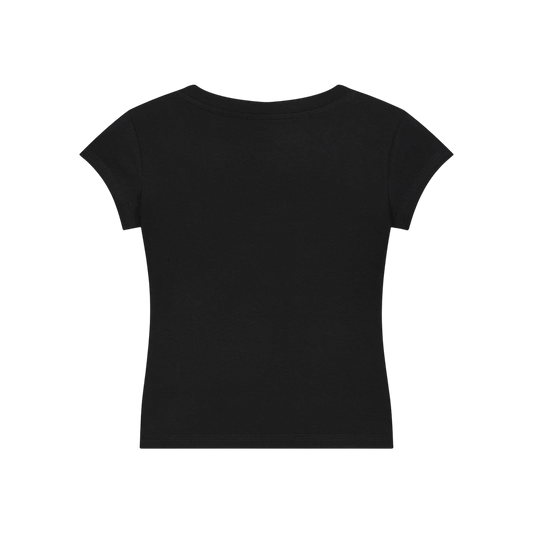 Sonoma Rebel black V-neck bodycon t-shirt with short sleeves, made from a blend of cotton, viscose, and acrylic.