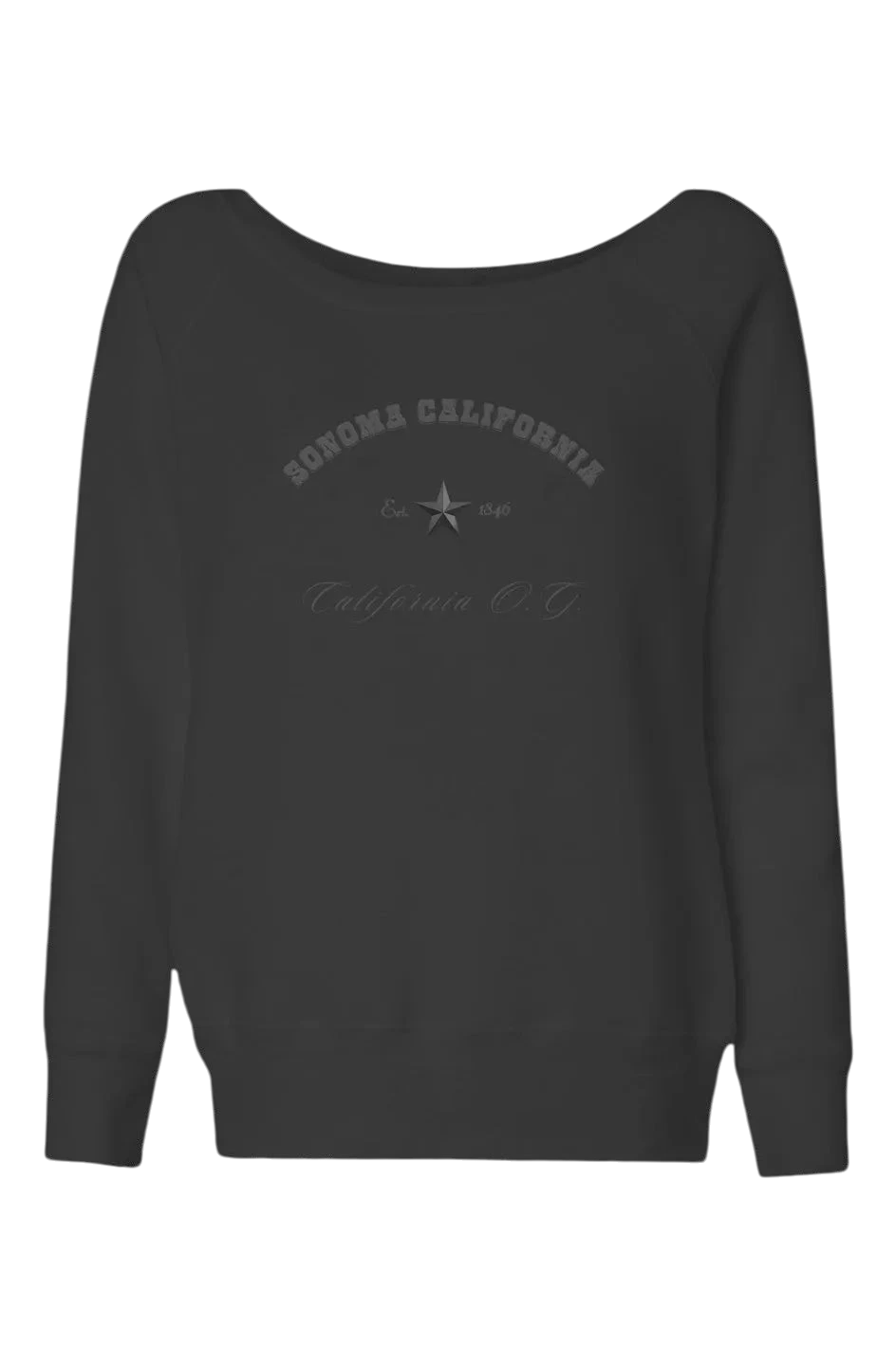 Sonoma Rebel black cotton-polyester blend wide neck sweatshirt with 'California O.G.' graphic