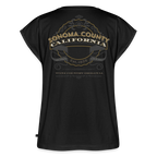 Sonoma Rebel black cotton blend t-shirt with rolled sleeves and scoop neck, featuring a Wine Country Original California graphic.