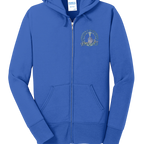 Sonoma Rebel blue cotton blend full-zip hooded sweatshirt with "Pinot Noir" graphic on chest.