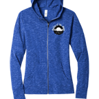 Sonoma Rebel blue heathered cotton-blend full-zip hoodie with a circular