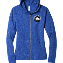 Sonoma Rebel blue heathered cotton-blend full-zip hoodie with a circular