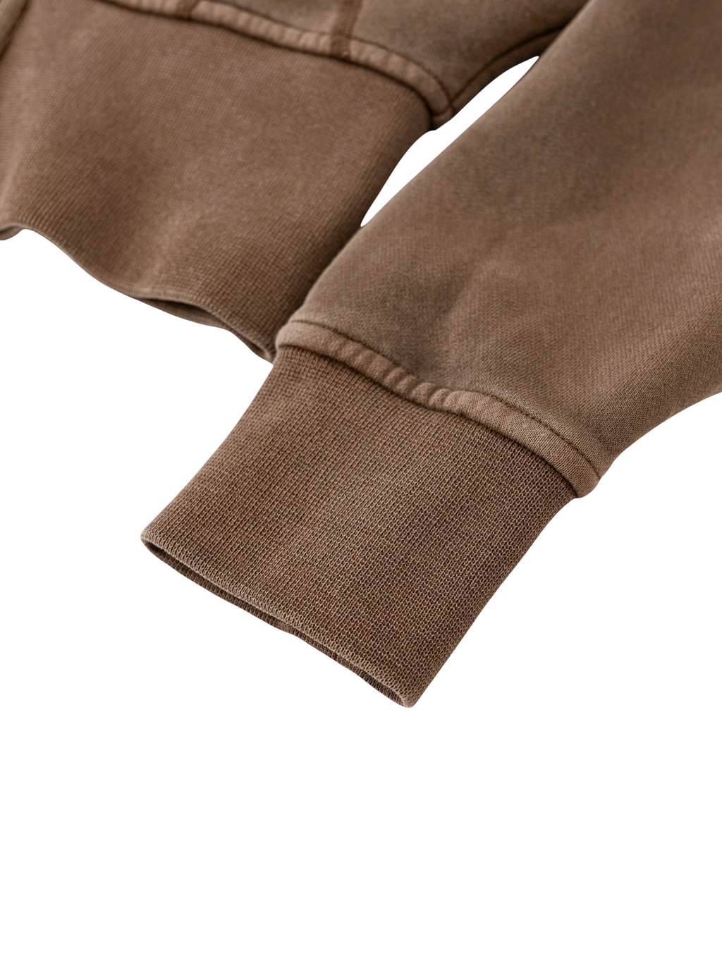 Sonoma Rebel brown vintage washed cropped fleece hoodie with ribbed cuffs and patchwork accents.
