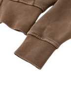 Sonoma Rebel brown vintage washed cropped fleece hoodie with ribbed cuffs and patchwork accents.