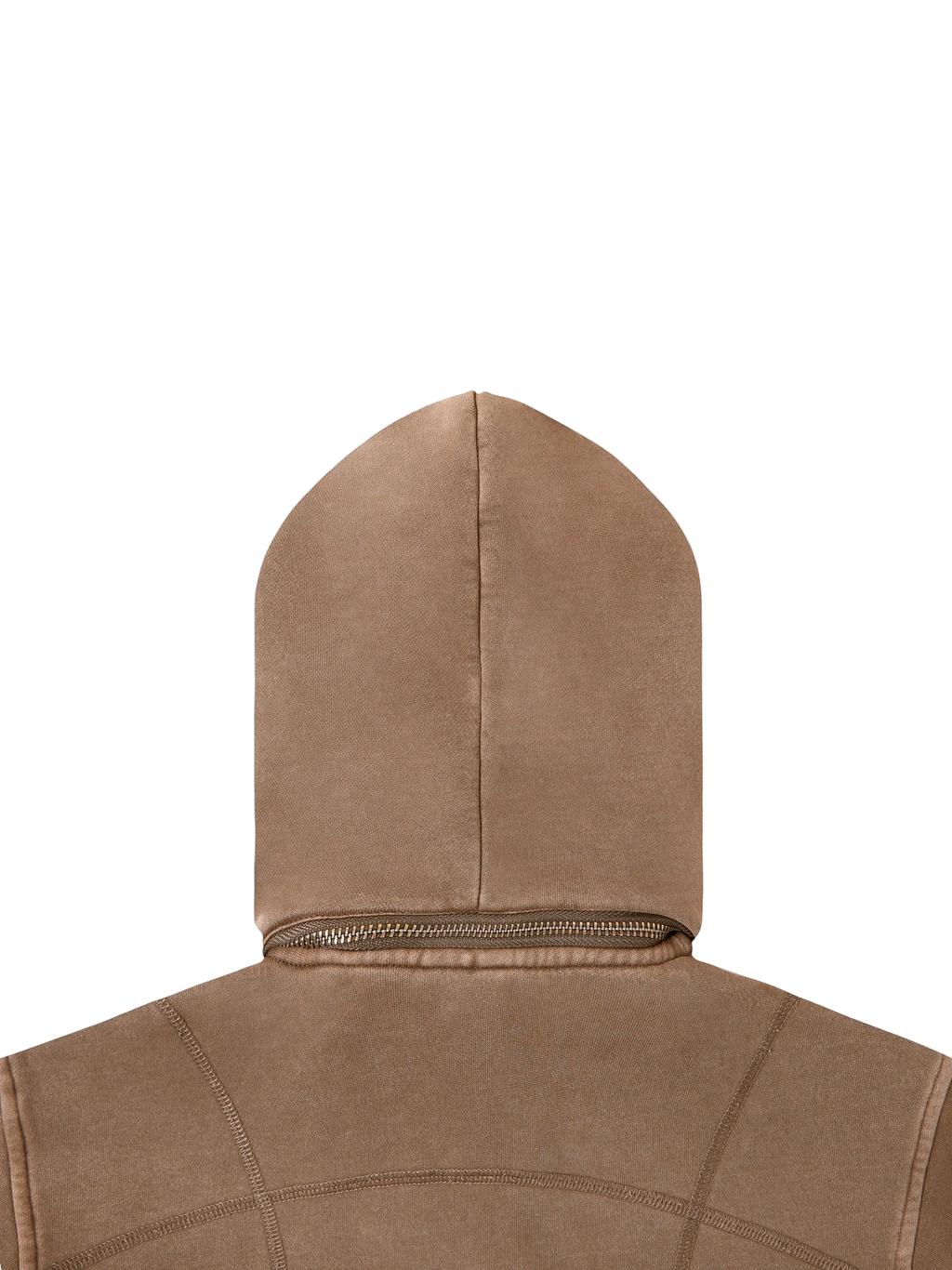 Sonoma Rebel brown vintage washed cropped fleece hoodie with zipper and patchwork details.