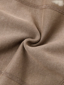 Sonoma Rebel brown cotton-blend cropped fleece hoodie with vintage wash and patchwork accents.