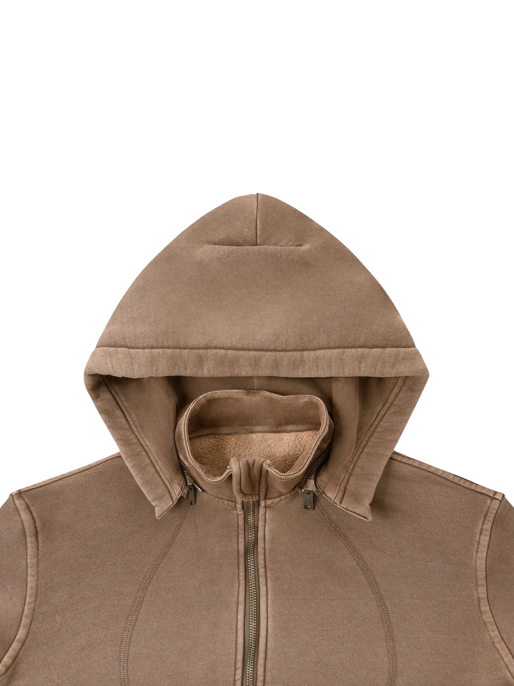 Sonoma Rebel brown vintage washed cropped fleece hoodie with zipper and hood. Cotton-blend material.