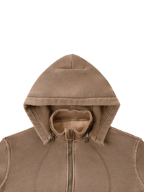 Sonoma Rebel brown vintage washed cropped fleece hoodie with zipper and hood. Cotton-blend material.