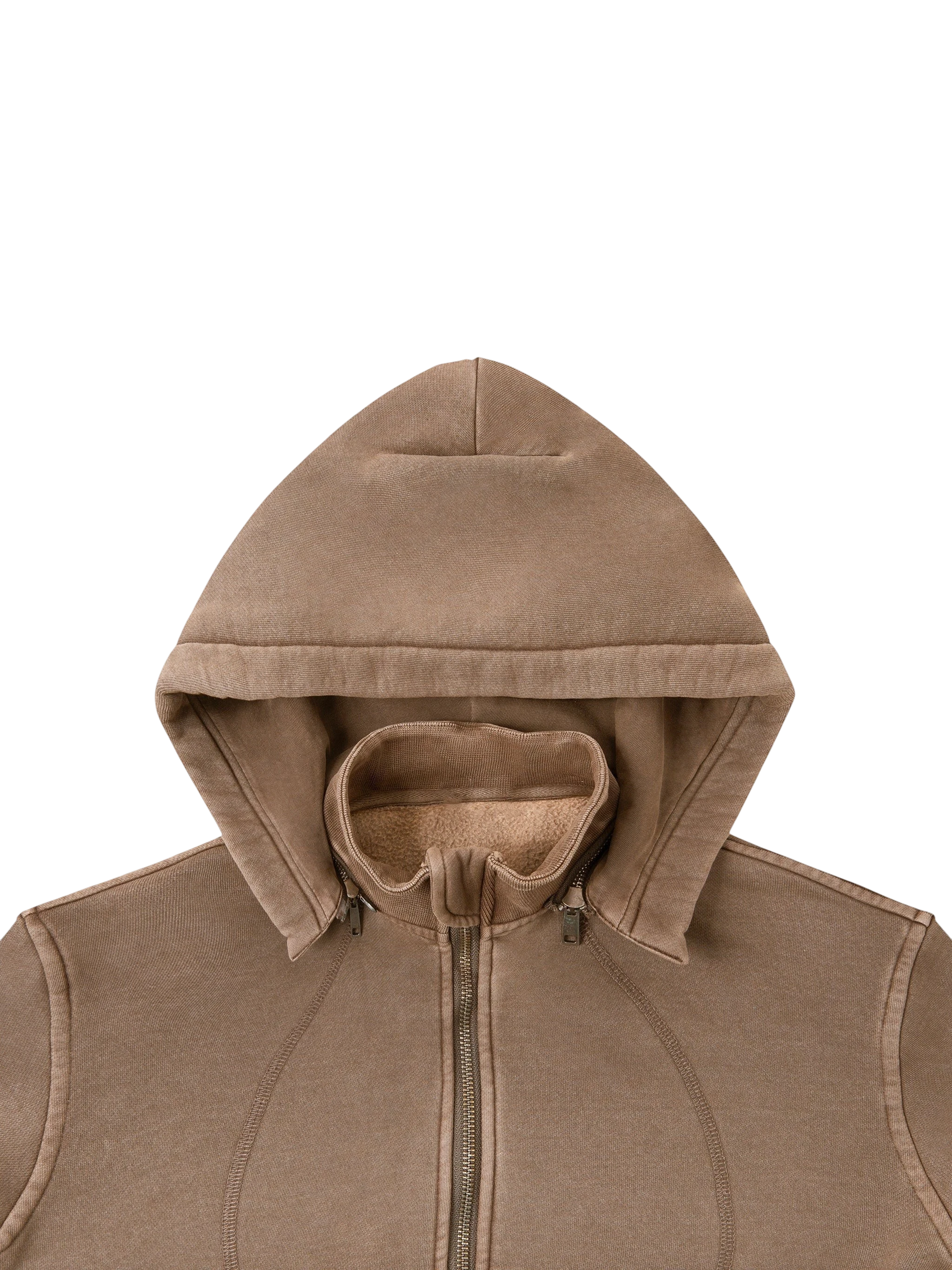Sonoma Rebel brown vintage washed cropped fleece hoodie with zipper and hood. Cotton-blend material.