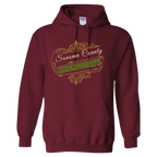 Sonoma Rebel burgundy cotton-blend hoodie with "Sonoma County Chardonnay" graphic print in gold and green.
