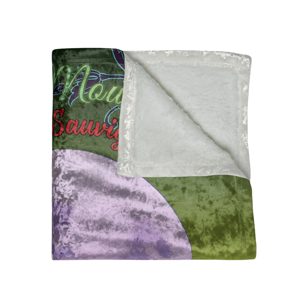 Sonoma Rebel Moon Mountain Cabernet crushed velvet blanket with vintage pinup, moon, and vineyard print. 50"x60" polyester throw.