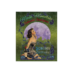 Sonoma Rebel Moon Mountain Cabernet crushed velvet blanket with pinup, moon, and vineyard design. 50" x 60".