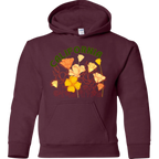 Sonoma Rebel CALIFORNIA POPPY youth hoodie in maroon with a graphic of California poppies and the word CALIFORNIA in green.