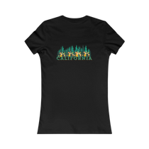 Sonoma Rebel black cotton t-shirt with a graphic of California Redwoods forest and the word CALIFORNIA in colorful text.