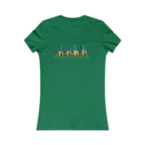 Sonoma Rebel green cotton t-shirt with a graphic of California Redwoods and colorful flowers across the chest.