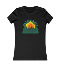 Sonoma Rebel black cotton t-shirt with California Redwoods graphic featuring a large orange poppy and green pine trees.