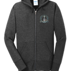 Sonoma Rebel dark charcoal heather fleece zip-up hoodie with a "Pinot Noir" graphic on the left chest.
