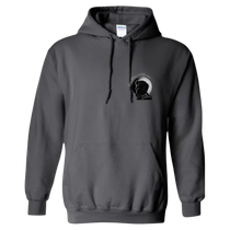 Sonoma Rebel charcoal grey midweight fleece hoodie with a small graphic print of Jack London's profile and text "Sonoma, California" on the left chest.