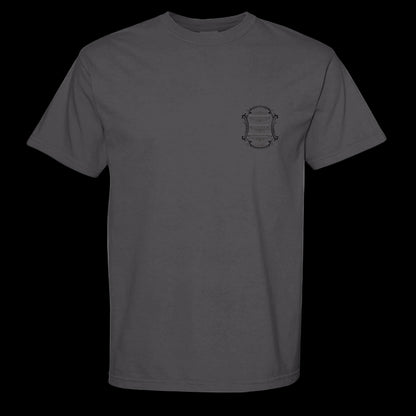 Sonoma Rebel charcoal grey cotton t-shirt with vintage Sonoma County California emblem on chest.