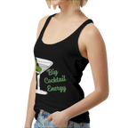 Sonoma Rebel black cotton blend women's tank top with "Big Cocktail Energy" graphic and martini glass illustration.