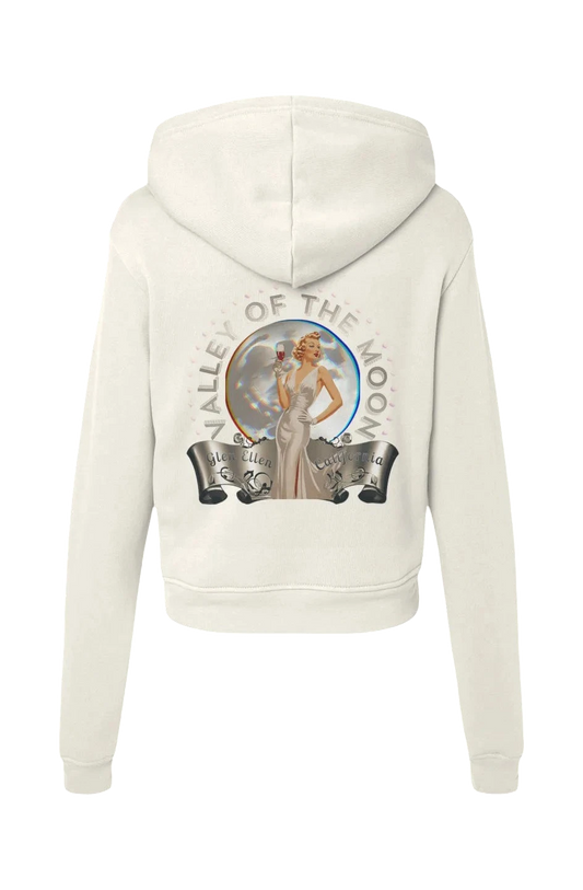Sonoma Rebel cream cotton-blend classic hoodie with a vintage pinup graphic on the back.