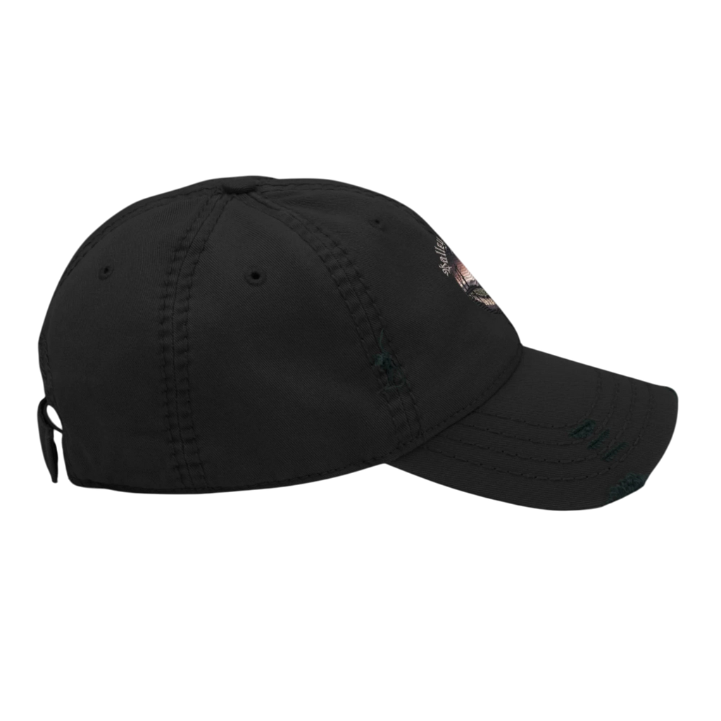 Sonoma Rebel black distressed cotton twill dad hat with embroidered graphic and adjustable strap