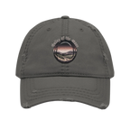 Sonoma Rebel grey distressed cotton dad hat with embroidered circular 'Valley of the Moon' landscape scene.