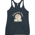 Sonoma Rebel dark navy racerback tank top with a vintage pinup graphic of a woman in a white dress holding a drink, set against a full moon with