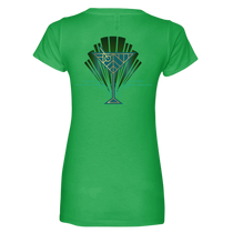 Sonoma Rebel green cotton blend V-neck t-shirt with an Art Deco martini glass graphic on the back.