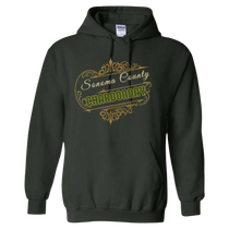 Sonoma Rebel dark green cotton-polyester blend hoodie with "Sonoma County Chardonnay" graphic.