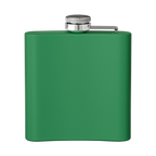 Sonoma Rebel green stainless steel 6 oz Art Deco martini flask with a leak-proof lid and secure latch.