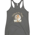 Sonoma Rebel grey racerback tank top with a vintage pinup graphic featuring a woman in a white dress holding a wine glass, set against a moon and sunburst.