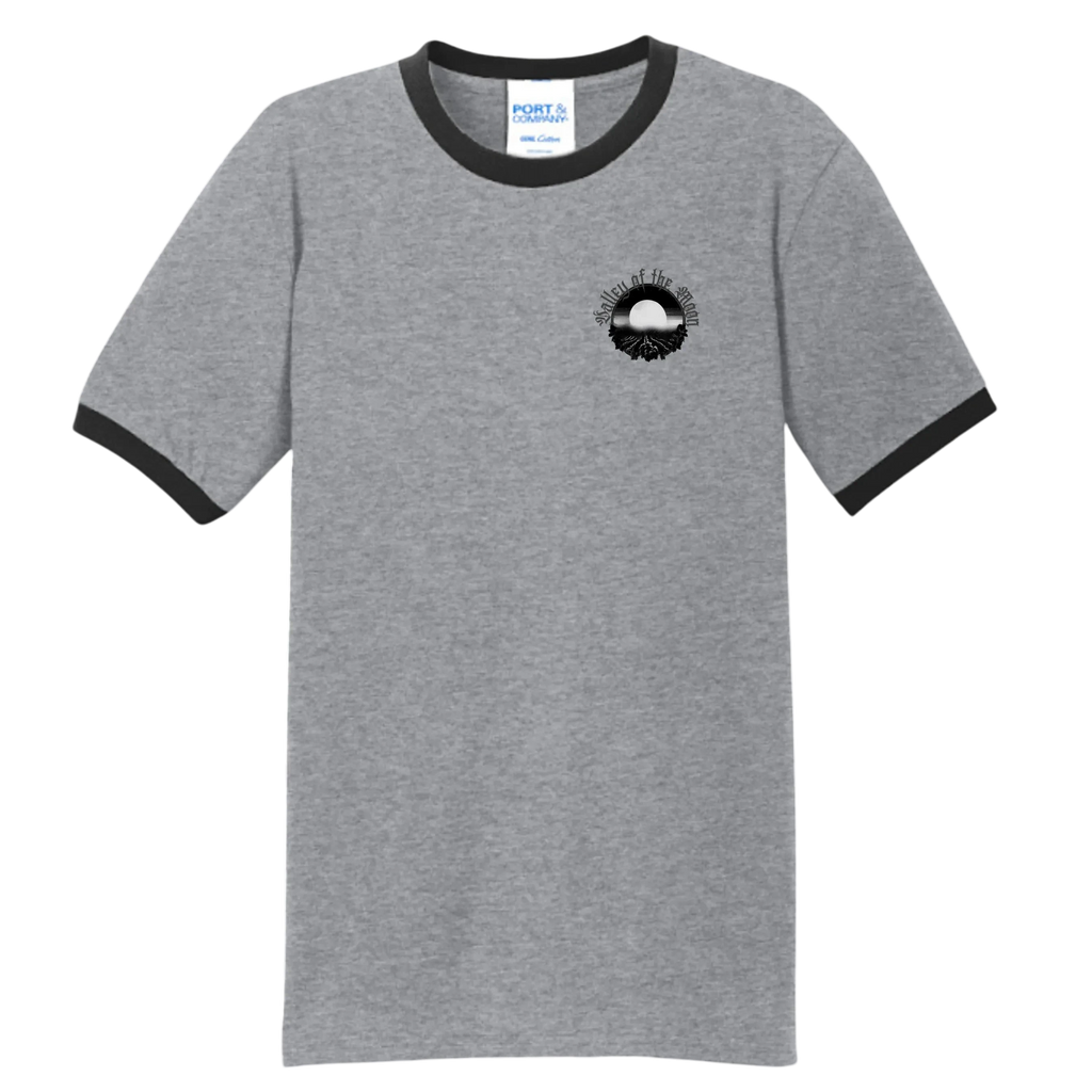 Sonoma Rebel Men's grey ringer t-shirt with black trim and a circular graphic on the chest.