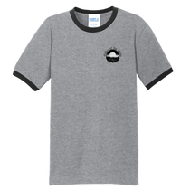 Sonoma Rebel Men's grey ringer t-shirt with black trim and a circular graphic on the chest.