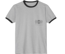 Sonoma Rebel men's heather grey ringer t-shirt with black trim and Jack London Saloon graphic.