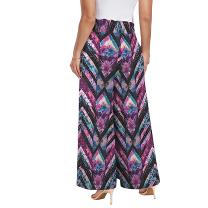 Sonoma Rebel women's tie-dye geometric print wide-leg pants with elastic high waist and drawstring. Polyester-spandex blend.