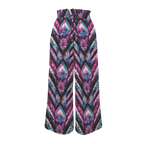 Sonoma Rebel women's tie-dye wide-leg pants with elastic high waist and drawstring. Features a geometric diamond pattern in purple, pink, and blue.