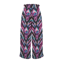 Sonoma Rebel women's tie-dye wide-leg pants with elastic high waist and drawstring. Features a geometric diamond pattern in purple, pink, and blue.