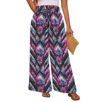 Sonoma Rebel women's tie-dye wide-leg pants with elastic high waist and drawstring. Features a geometric diamond pattern in purple, blue, and pink.
