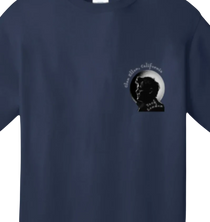 Sonoma Rebel navy blue 100% cotton unisex t-shirt with a graphic of Jack London's profile and "Glen Ellen, California" text.