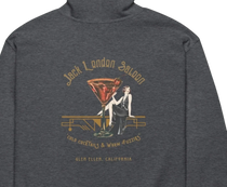 Sonoma Rebel dark grey cotton blend full zip hoodie with Jack London Saloon graphic featuring a martini glass and flapper girl.