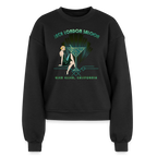 Sonoma Rebel black cotton-polyester blend crewneck sweatshirt with a vintage Jack London Saloon Art Deco graphic featuring a woman and martini glass.