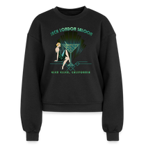 Sonoma Rebel black cotton-polyester blend crewneck sweatshirt with a vintage Jack London Saloon Art Deco graphic featuring a woman and martini glass.